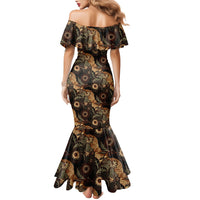 Batik Pedalaman Semen Lereng Style Family Matching Mermaid Dress and Hawaiian Shirt Indonesian Traditional Pattern
