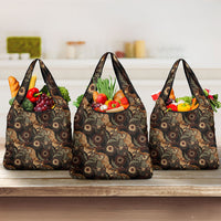 Batik Pedalaman Semen Lereng Style Grocery Bag Indonesian Traditional Pattern LT01 3-pack One Size Black - Polynesian Pride