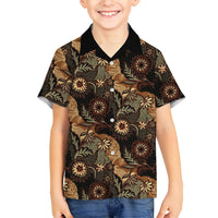 Batik Pedalaman Semen Lereng Style Kid Hawaiian Shirt Indonesian Traditional Pattern LT01 Kid Black - Polynesian Pride