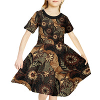 Batik Pedalaman Semen Lereng Style Kid Short Sleeve Dress Indonesian Traditional Pattern LT01 - Polynesian Pride
