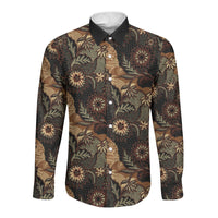 Batik Pedalaman Semen Lereng Style Long Sleeve Button Shirt Indonesian Traditional Pattern LT01 Unisex Black - Polynesian Pride