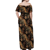 Batik Pedalaman Semen Lereng Style Off Shoulder Maxi Dress Indonesian Traditional Pattern LT01 - Polynesian Pride
