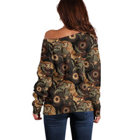 Batik Pedalaman Semen Lereng Style Off Shoulder Sweater Indonesian Traditional Pattern LT01 - Polynesian Pride