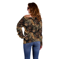 Batik Pedalaman Semen Lereng Style Off Shoulder Sweater Indonesian Traditional Pattern LT01 - Polynesian Pride