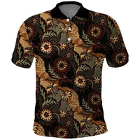 Batik Pedalaman Semen Lereng Style Polo Shirt Indonesian Traditional Pattern LT01 Black - Polynesian Pride