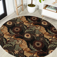Batik Pedalaman Semen Lereng Style Round Carpet Indonesian Traditional Pattern