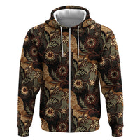 Batik Pedalaman Semen Lereng Style Zip Hoodie Indonesian Traditional Pattern LT01 Zip Hoodie Black - Polynesian Pride