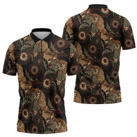 Batik Pedalaman Semen Lereng Style Zipper Polo Shirt Indonesian Traditional Pattern LT01 - Polynesian Pride