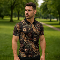 Batik Pedalaman Semen Lereng Style Zipper Polo Shirt Indonesian Traditional Pattern LT01 - Polynesian Pride