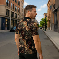 Batik Pedalaman Semen Lereng Style Zipper Polo Shirt Indonesian Traditional Pattern