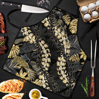 Gold Tropical Leaves Hawaii Mikioi Lei Apron Luxury Stylized LT01 Gold - Polynesian Pride