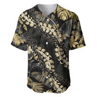 Gold Tropical Leaves Hawaii Mikioi Lei Baseball Jersey Luxury Stylized - Polynesian Pride