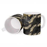 Gold Tropical Leaves Hawaii Mikioi Lei Ceramic Mug Luxury Stylized LT01 - Polynesian Pride
