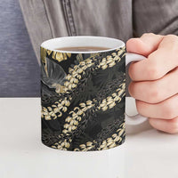 Gold Tropical Leaves Hawaii Mikioi Lei Ceramic Mug Luxury Stylized LT01 - Polynesian Pride