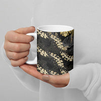 Gold Tropical Leaves Hawaii Mikioi Lei Ceramic Mug Luxury Stylized LT01 - Polynesian Pride