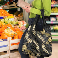 Gold Tropical Leaves Hawaii Mikioi Lei Grocery Bag Luxury Stylized - Polynesian Pride