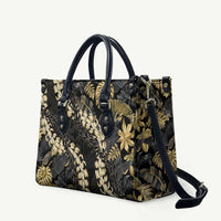 Gold Tropical Leaves Hawaii Mikioi Lei Leather Bag Luxury Stylized LT01 Gold - Polynesian Pride