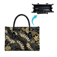 Gold Tropical Leaves Hawaii Mikioi Lei Leather Bag Luxury Stylized LT01 - Polynesian Pride