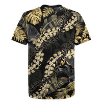 Gold Tropical Leaves Hawaii Mikioi Lei Rugby Jersey Luxury Stylized - Polynesian Pride