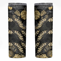 Gold Tropical Leaves Hawaii Mikioi Lei Skinny Tumbler Luxury Stylized - Polynesian Pride