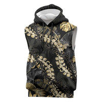 Gold Tropical Leaves Hawaii Mikioi Lei Sleeveless Hoodie Luxury Stylized LT01 Gold - Polynesian Pride