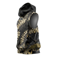 Gold Tropical Leaves Hawaii Mikioi Lei Sleeveless Hoodie Luxury Stylized LT01 - Polynesian Pride