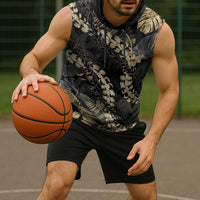 Gold Tropical Leaves Hawaii Mikioi Lei Sleeveless Hoodie Luxury Stylized LT01 - Polynesian Pride