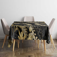 Gold Tropical Leaves Hawaii Mikioi Lei Tablecloth Luxury Stylized - Polynesian Pride