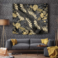 Gold Tropical Leaves Hawaii Mikioi Lei Tapestry Luxury Stylized - Polynesian Pride