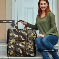 Gold Tropical Leaves Hawaii Mikioi Lei Travel Bag Luxury Stylized LT01 - Polynesian Pride