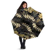 Gold Tropical Leaves Hawaii Mikioi Lei Umbrella Luxury Stylized LT01 - Polynesian Pride