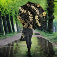 Gold Tropical Leaves Hawaii Mikioi Lei Umbrella Luxury Stylized LT01 - Polynesian Pride