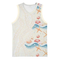 Beige Hawaii Lei Seashells Starfish Basketball Jersey Sandy Sylized - Polynesian Pride