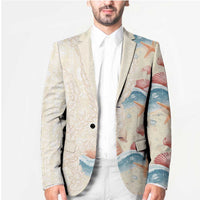 Beige Hawaii Lei Seashells Starfish Blazer Sandy Sylized - Polynesian Pride