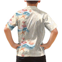 Beige Hawaii Lei Seashells Starfish Family Matching Mermaid Dress and Hawaiian Shirt Sandy Sylized - Polynesian Pride