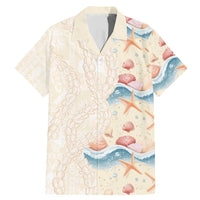 Beige Hawaii Lei Seashells Starfish Family Matching Mermaid Dress and Hawaiian Shirt Sandy Sylized - Polynesian Pride