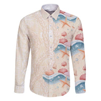 Beige Hawaii Lei Seashells Starfish Family Matching Puletasi and Hawaiian Shirt Sandy Sylized - Polynesian Pride