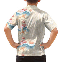 Beige Hawaii Lei Seashells Starfish Family Matching Tank Maxi Dress and Hawaiian Shirt Sandy Sylized - Polynesian Pride