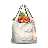 Beige Hawaii Lei Seashells Starfish Grocery Bag Sandy Sylized - Polynesian Pride