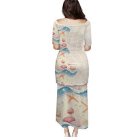 Beige Hawaii Lei Seashells Starfish Puletasi Sandy Sylized - Polynesian Pride