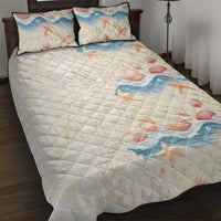 Beige Hawaii Lei Seashells Starfish Quilt Bed Set Sandy Sylized - Polynesian Pride