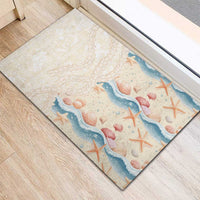 Beige Hawaii Lei Seashells Starfish Rubber Doormat Sandy Sylized - Polynesian Pride