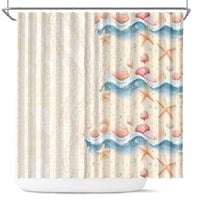 Beige Hawaii Lei Seashells Starfish Shower Curtain Sandy Sylized - Polynesian Pride