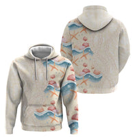 Beige Hawaii Lei Seashells Starfish Zip Hoodie Sandy Sylized - Polynesian Pride