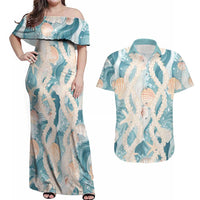 Hawaii Lei Seashells Starfish Couples Matching Off Shoulder Maxi Dress and Hawaiian Shirt Fresh Summer Vibe - Polynesian Pride