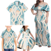 Hawaii Lei Seashells Starfish Family Matching Off Shoulder Maxi Dress and Hawaiian Shirt Fresh Summer Vibe - Polynesian Pride