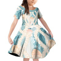 Hawaii Lei Seashells Starfish Family Matching Off Shoulder Short Dress and Hawaiian Shirt Fresh Summer Vibe - Polynesian Pride