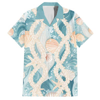 Hawaii Lei Seashells Starfish Family Matching Off Shoulder Short Dress and Hawaiian Shirt Fresh Summer Vibe - Polynesian Pride