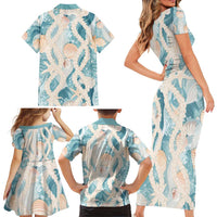 Hawaii Lei Seashells Starfish Family Matching Short Sleeve Bodycon Dress and Hawaiian Shirt Fresh Summer Vibe - Polynesian Pride
