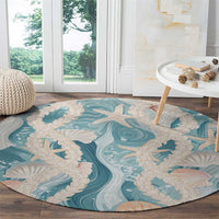 Hawaii Lei Seashells Starfish Round Carpet Fresh Summer Vibe - Polynesian Pride